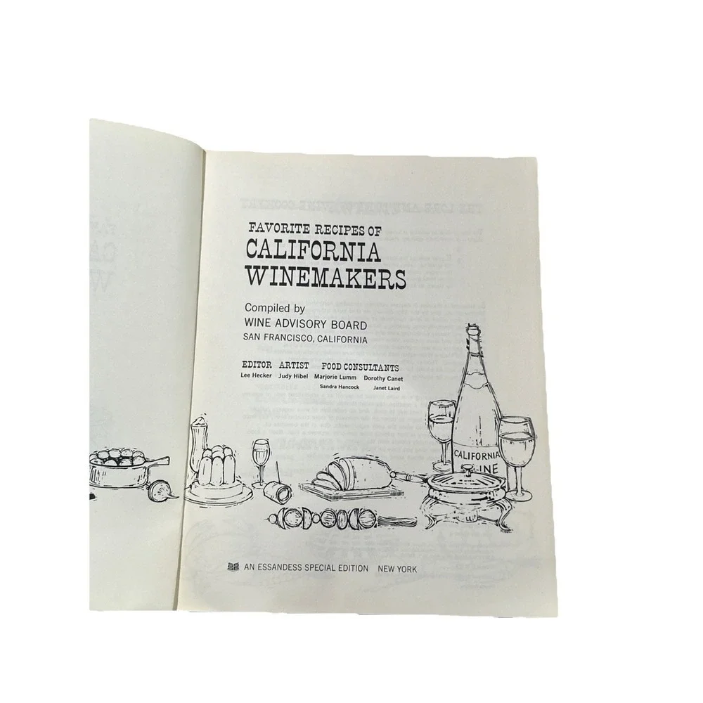 Vintage 1963 Favorite Recipes of California Winemakers Wine Cookery Recipe Book